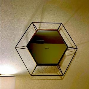 Hexagon 3D antique gold mirror